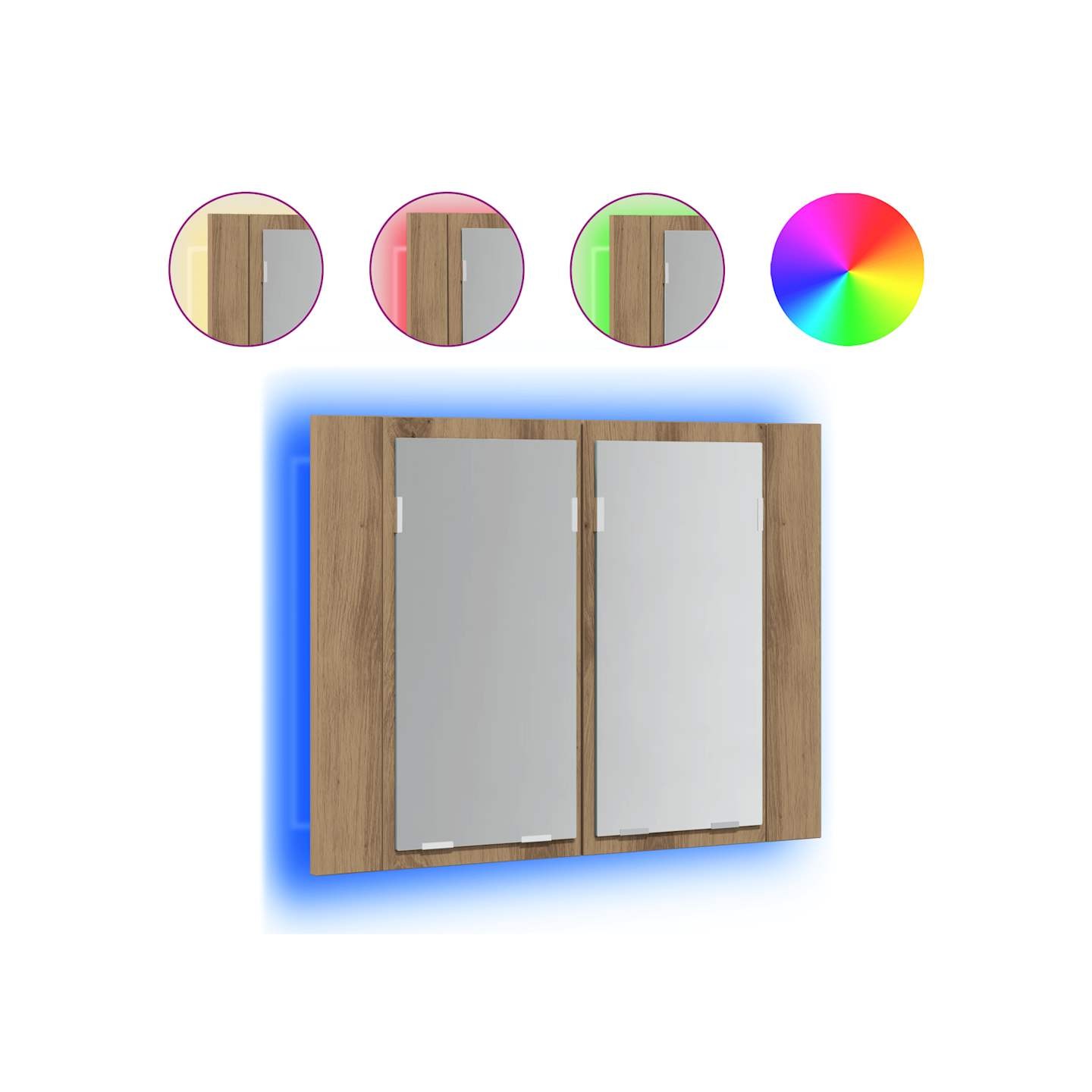 Armoire à miroir LED chêne artisanal 60x12x45cm bois ingénierie