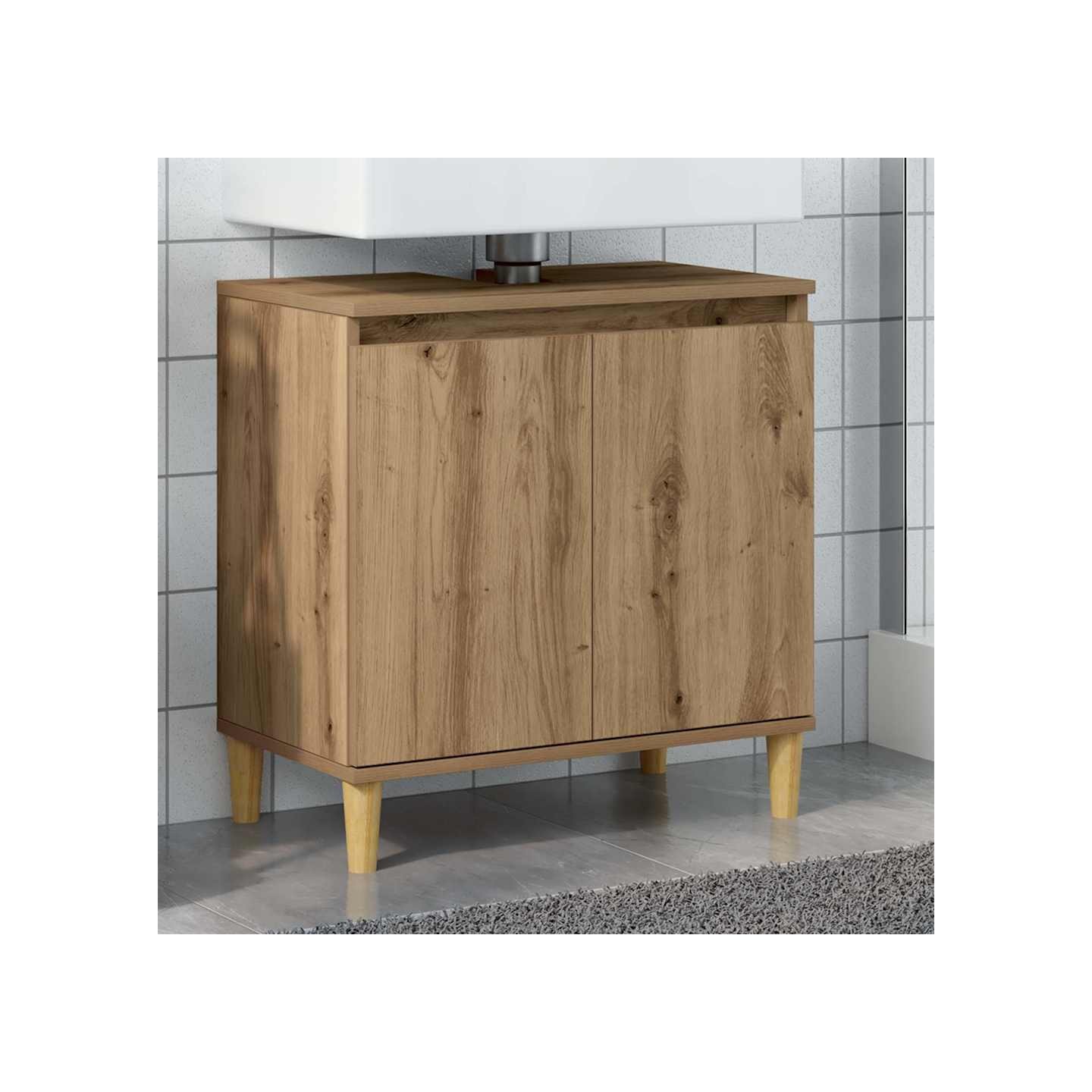 Armoire d'évier chêne artisanal 58x33x60 cm bois d'ingénierie