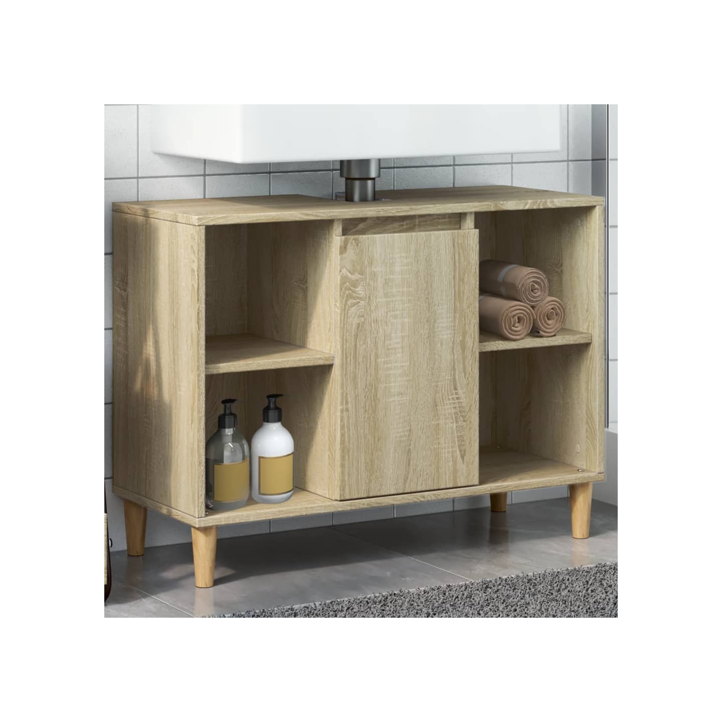 Armoire salle de bain chêne sonoma 80x33x60cm bois d'ingénierie
