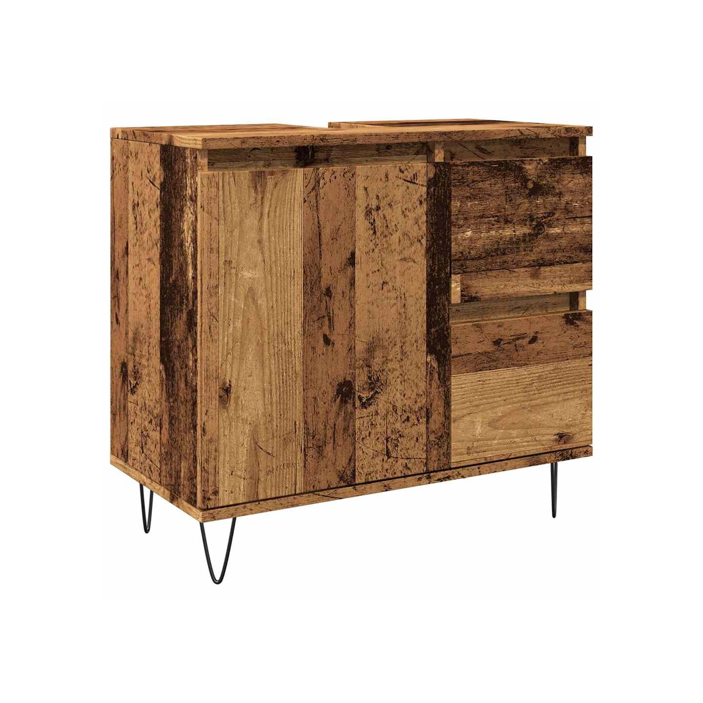 Armoire de lavabo de salle de bain vieux bois 65x33x60 cm