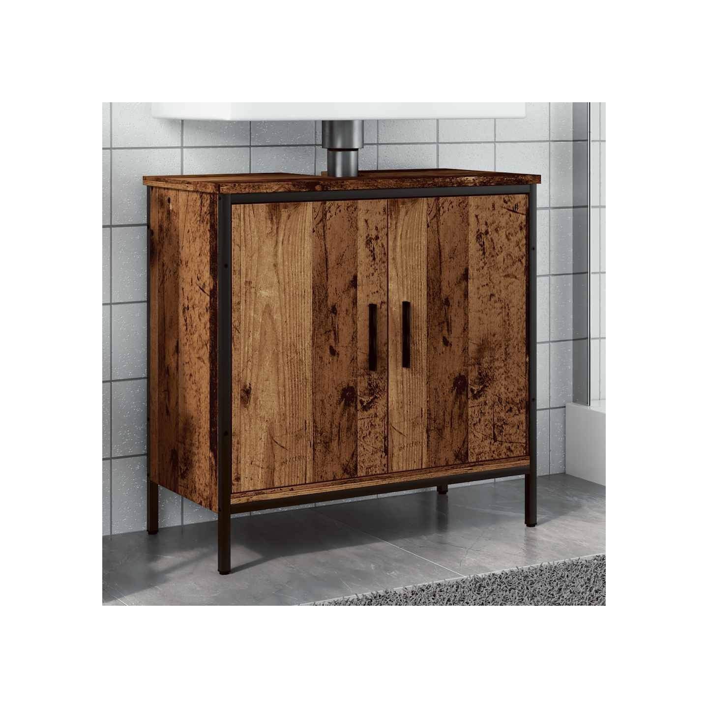 Armoire lavabo vieux bois 60x30x60 cm bois d'ingénierie