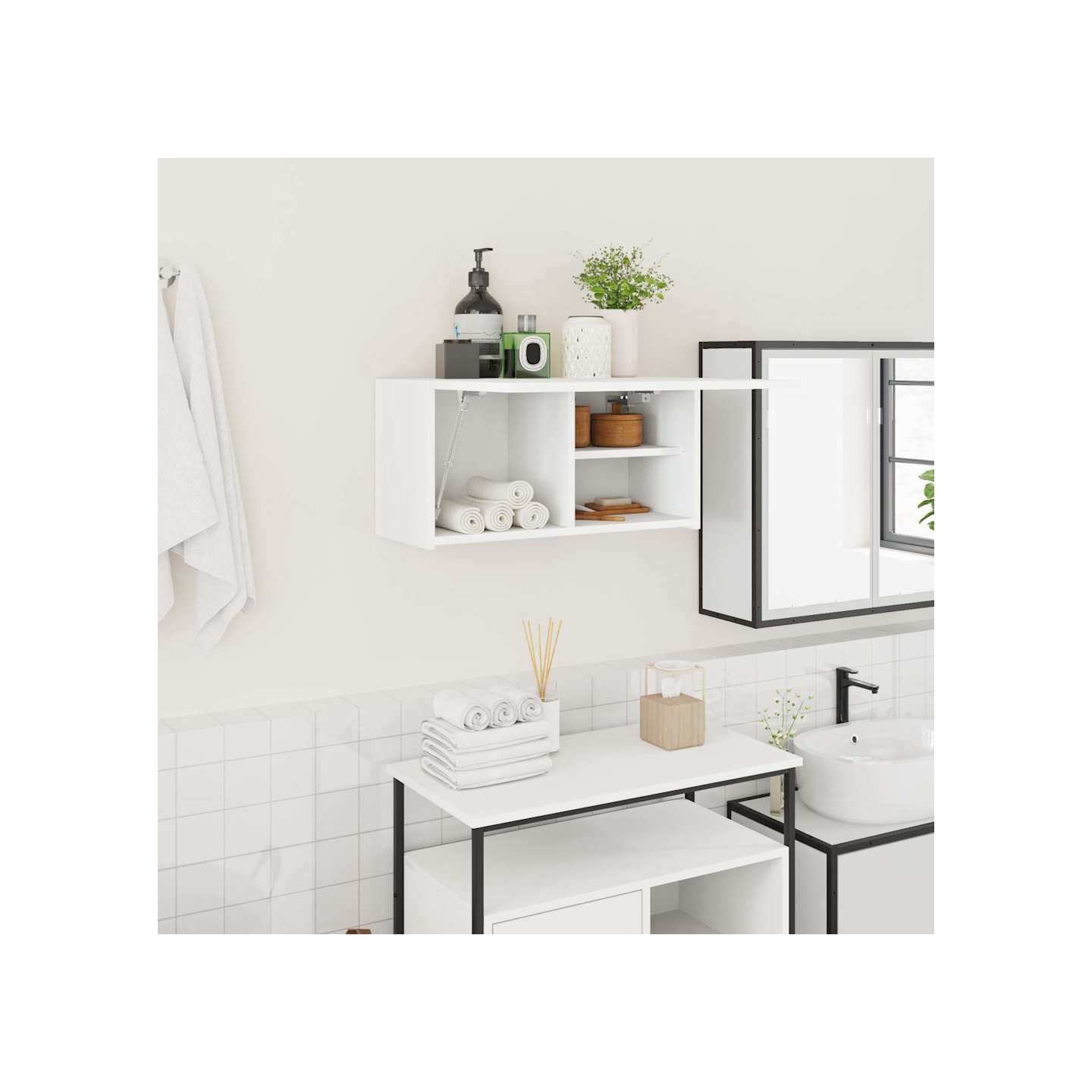 Armoire murale de bain blanc 60x25x30 cm bois d'ingénierie