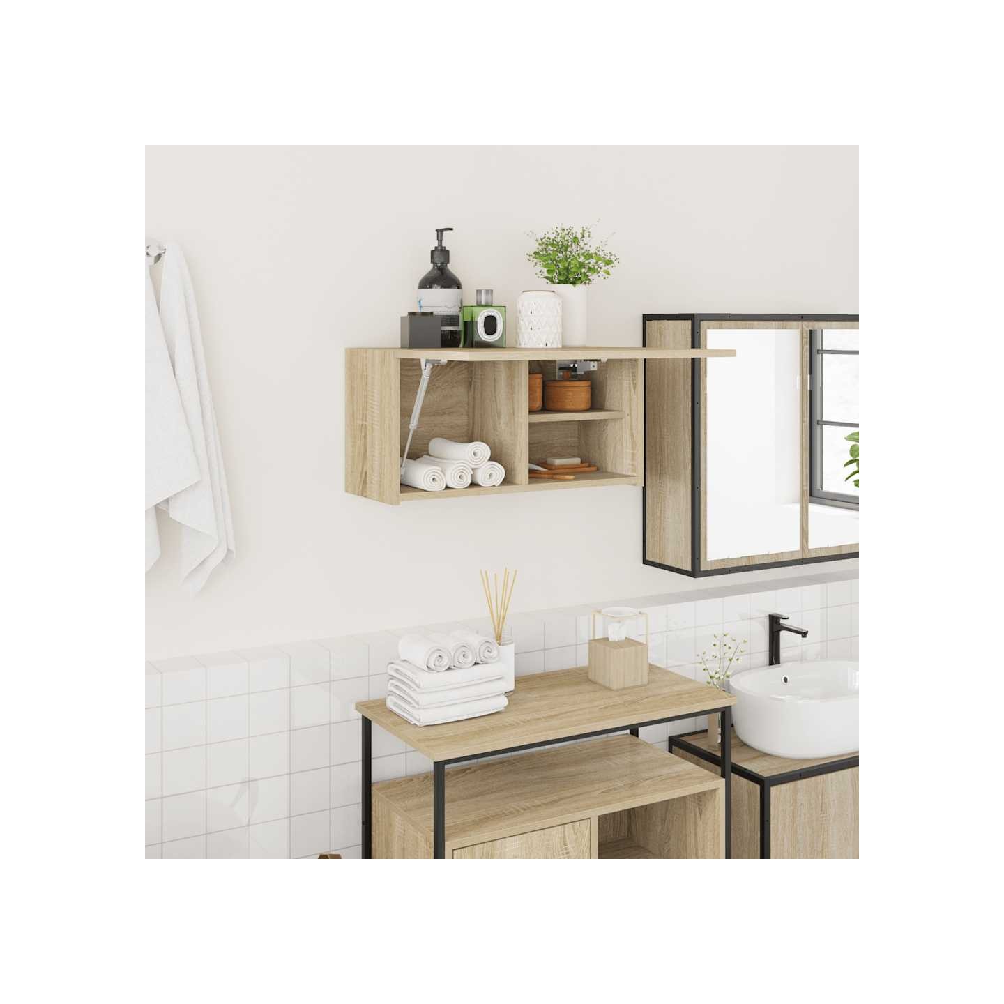 Armoire murale de bain chêne sonoma 60x25x30 cm bois ingénierie