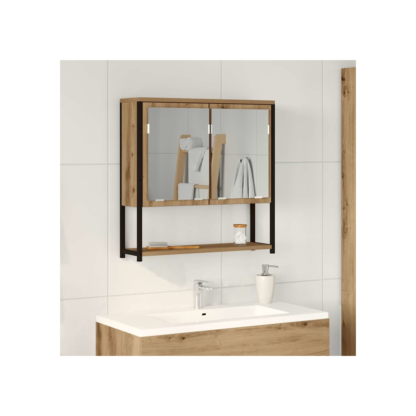 Armoire Miroir Chêne artisanal 60 x 16 x 60 cm