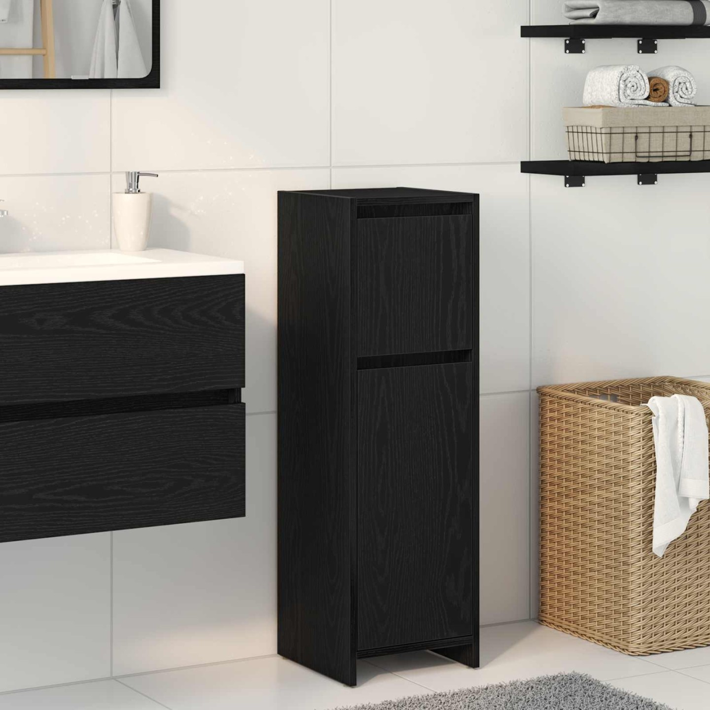 Cabinet de salle de bain Chêne noir 30 x 30 x 95 cm