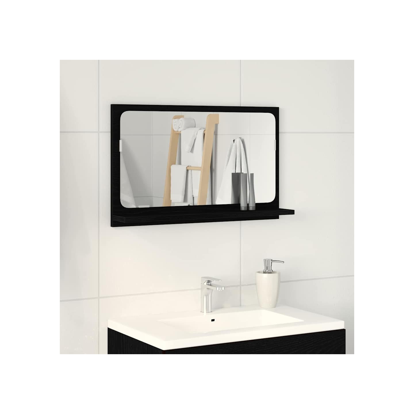 Étagère Miroir Chêne noir 60 x 10,5 x 37 cm Bois d'ingénierie