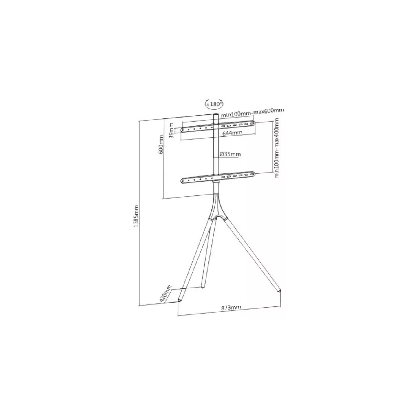 Support TV chevalet MBG TRIWOOD4270 42-70" noir et bois | Nimestore