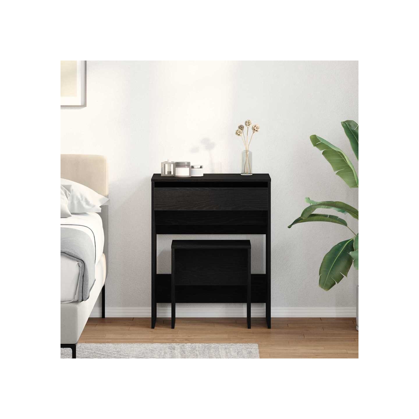 Coiffeuse 2 pc Chêne noir 60 x 40 x 75 cm Bois d'ingénierie