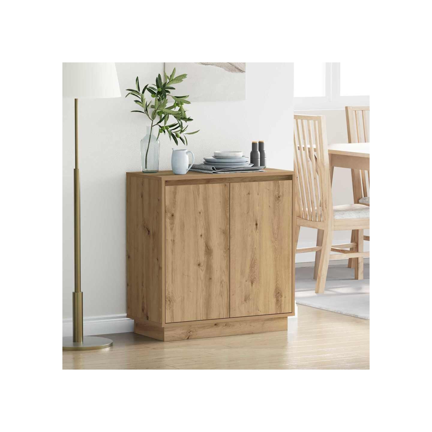 Buffet LED Chêne artisanal 71 x 34,5 x 75 cm Bois d'ingénierie