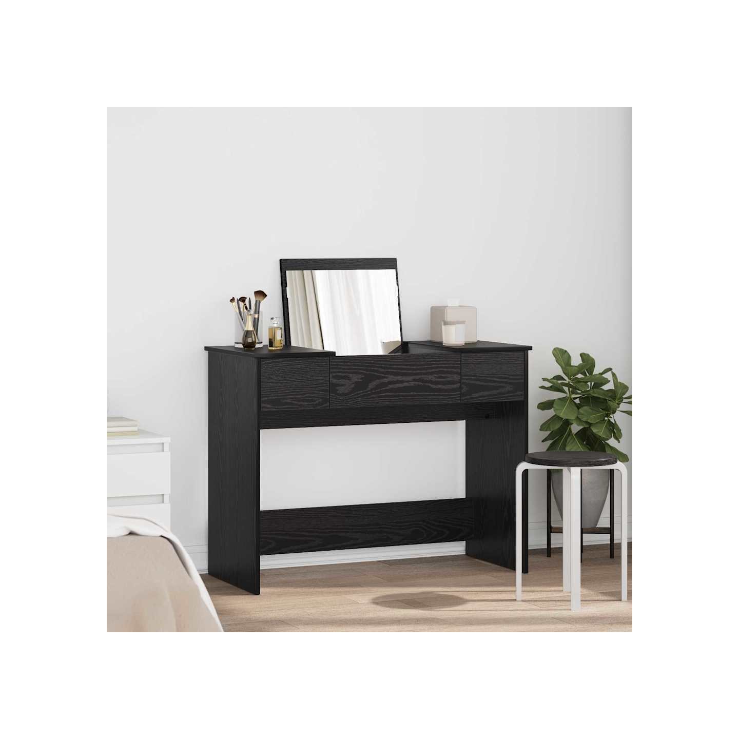 Table de cosmétiques avec tiroir Chêne noir 100 x 45 x 76 cm