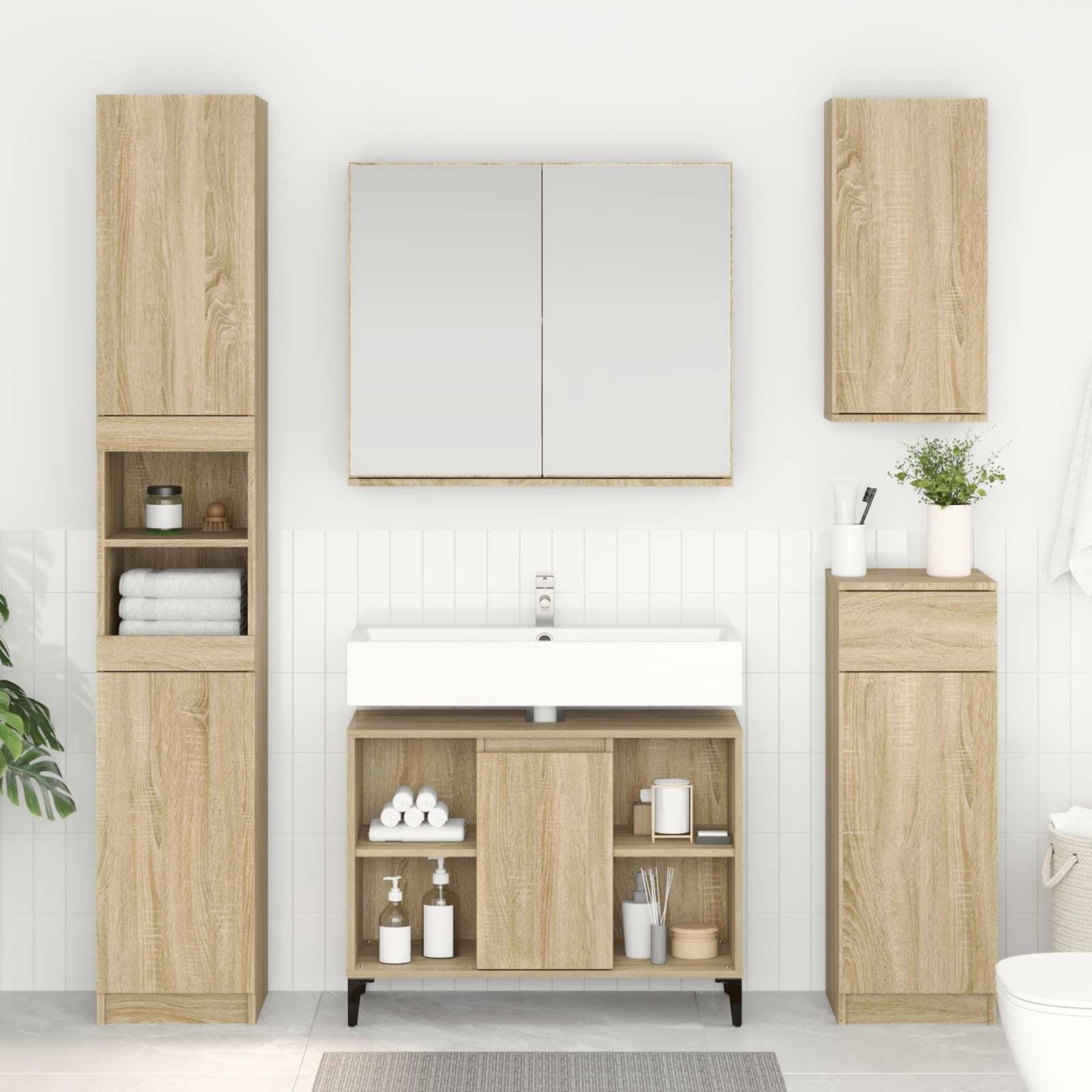 Armoire d'évier avec étagère Chêne Sonoma 80 x 33 x 60 cm