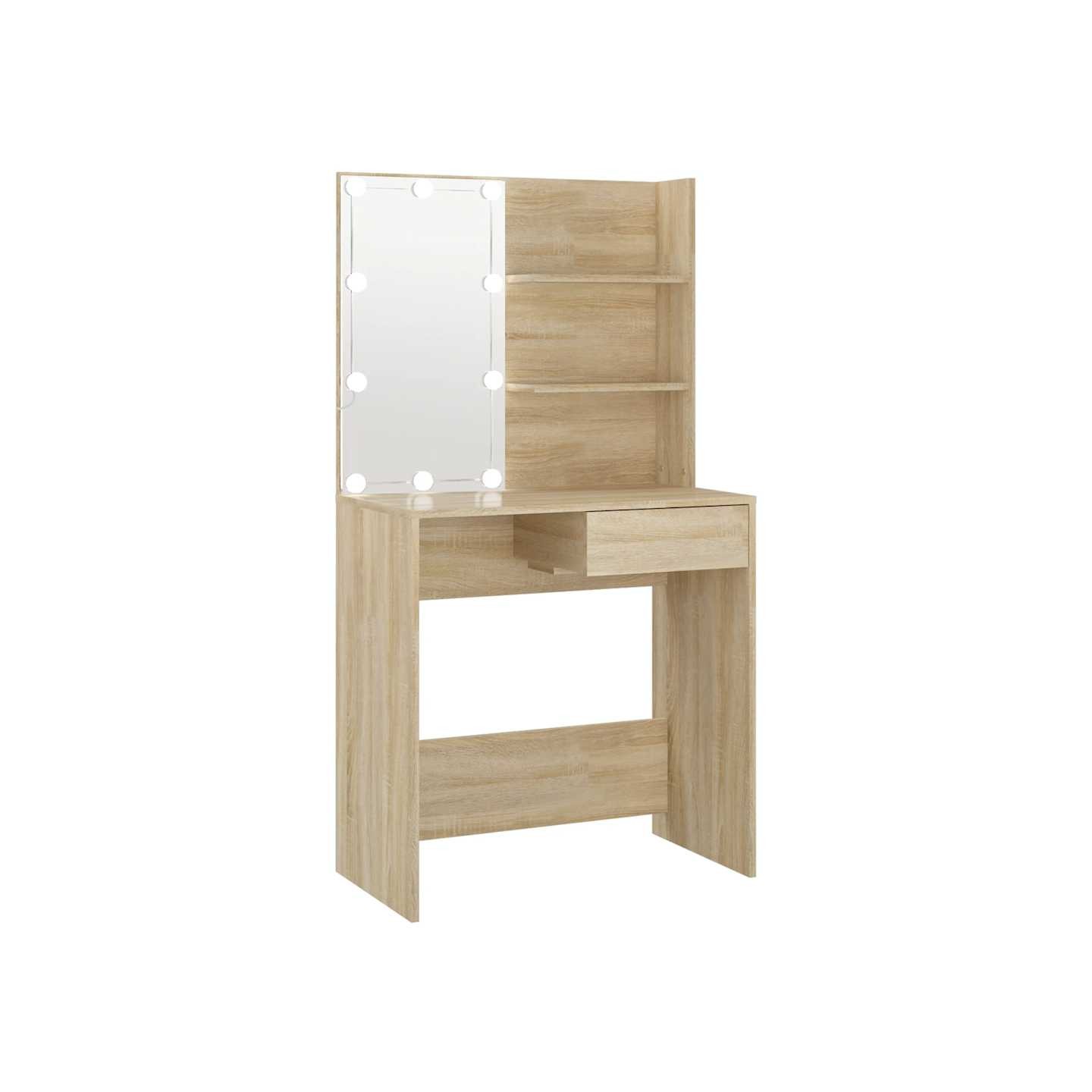 Coiffeuse avec LED chêne sonoma 74,5x40x141cm bois d'ingénierie