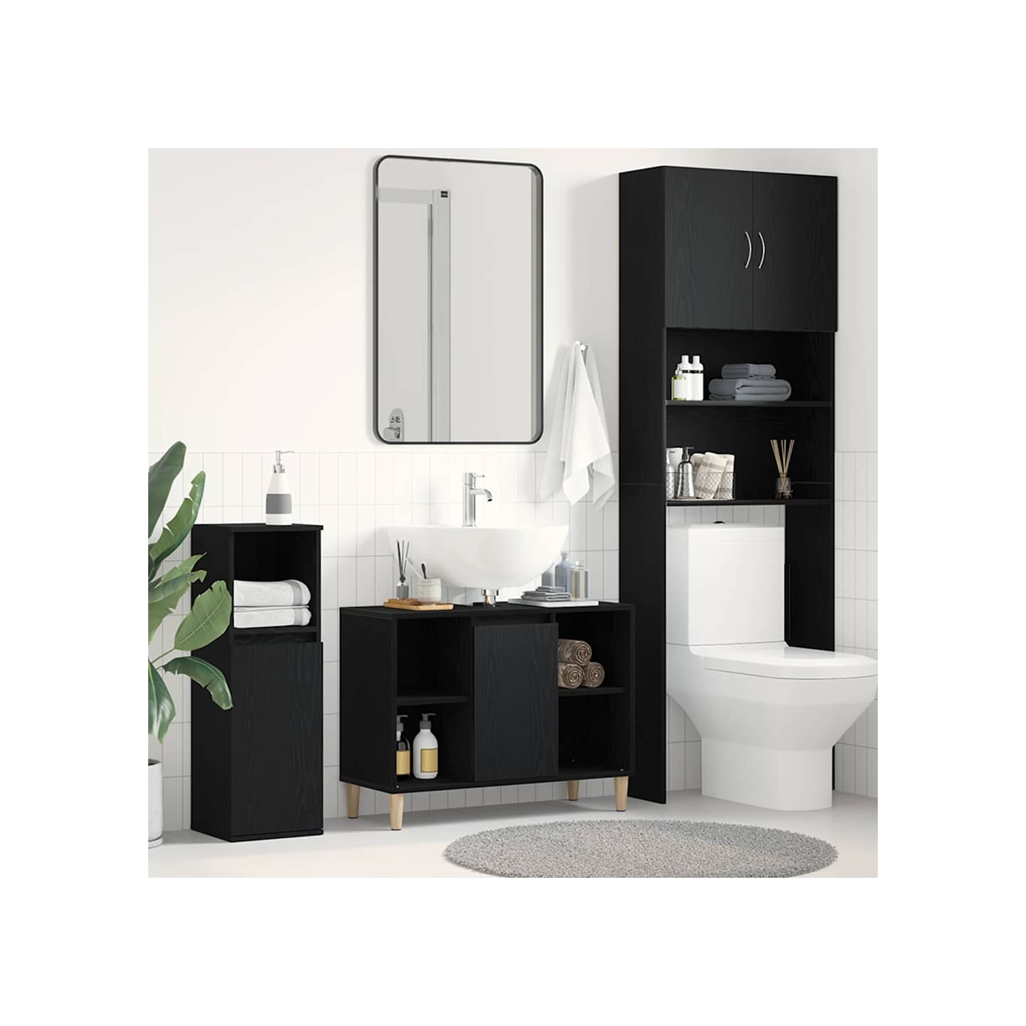 Meuble sous-évier Chêne noir 80x33x60 cm Bois d'ingénierie