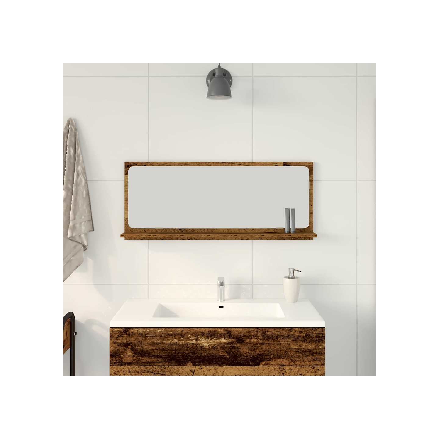 Étagère Miroir Bois ancien 90 x 10,5 x 37 cm Bois d'ingénierie
