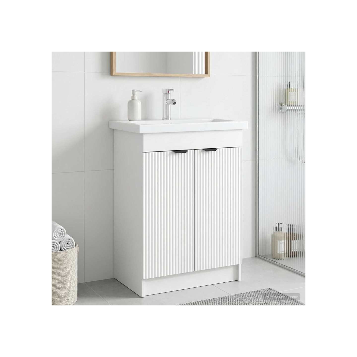 Armoire sous évier de salle de bain Blanc 56 x 37,5 x 81 cm