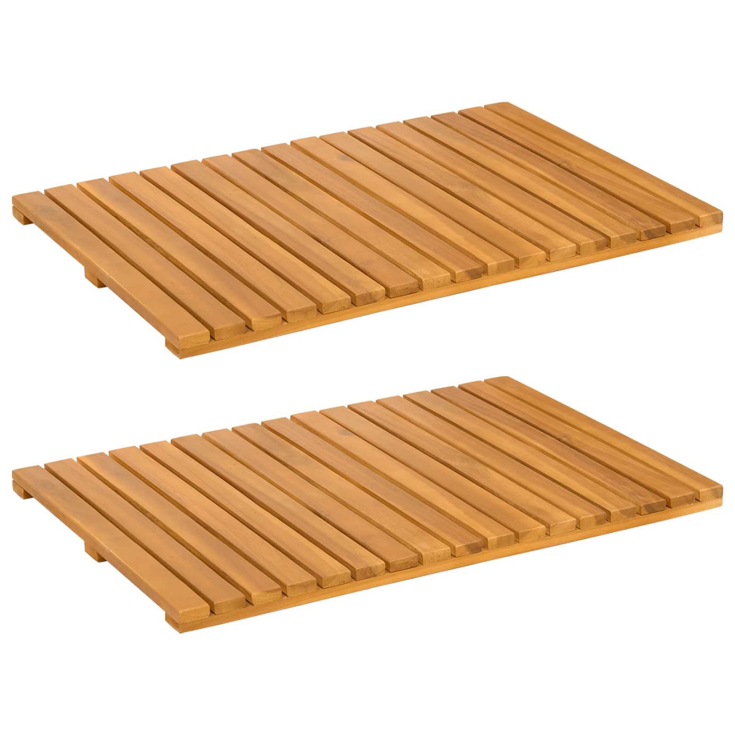 Tapis de bain 2 pc Naturel 60 x 40 cm Bois d'Acacia Massif