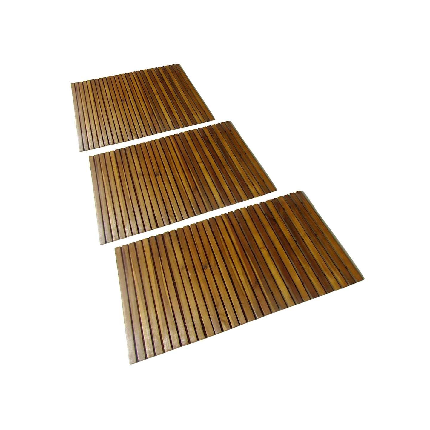 Tapis de bain en acacia 3 pcs
