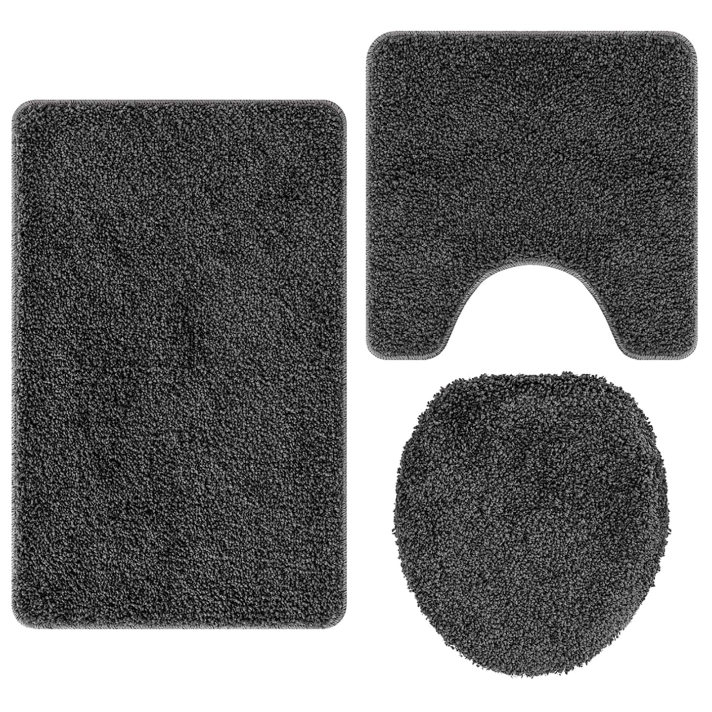Ensemble de tapis de bain antidérapants 3 pc Gris foncé PP