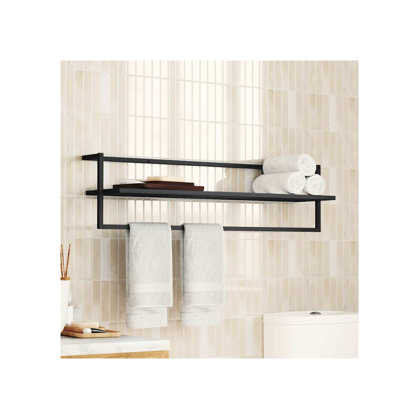 Porte-serviettes Noir 95x25x22 cm Fer