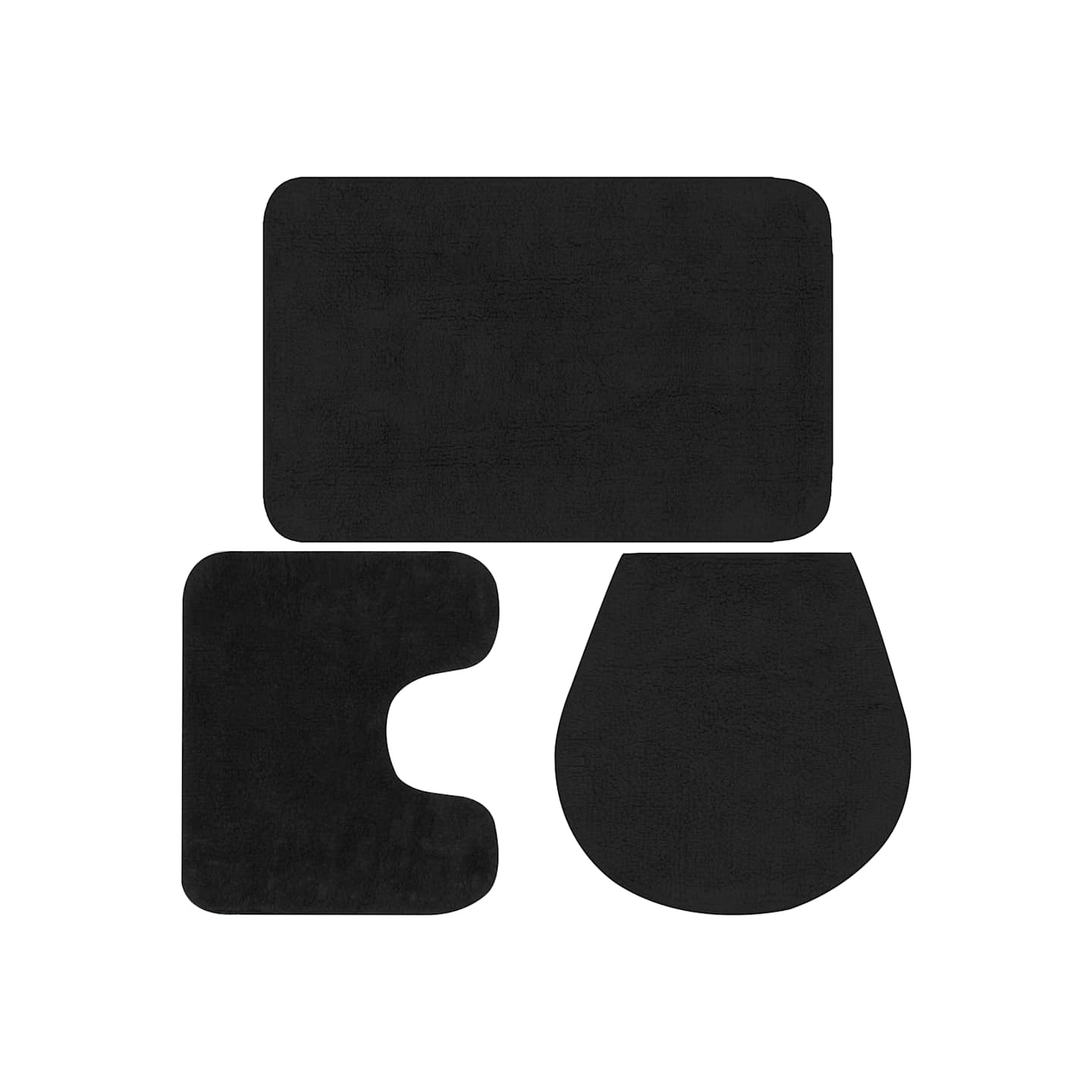 Jeu de tapis de salle de bain 3 pcs Tissu Anthracite