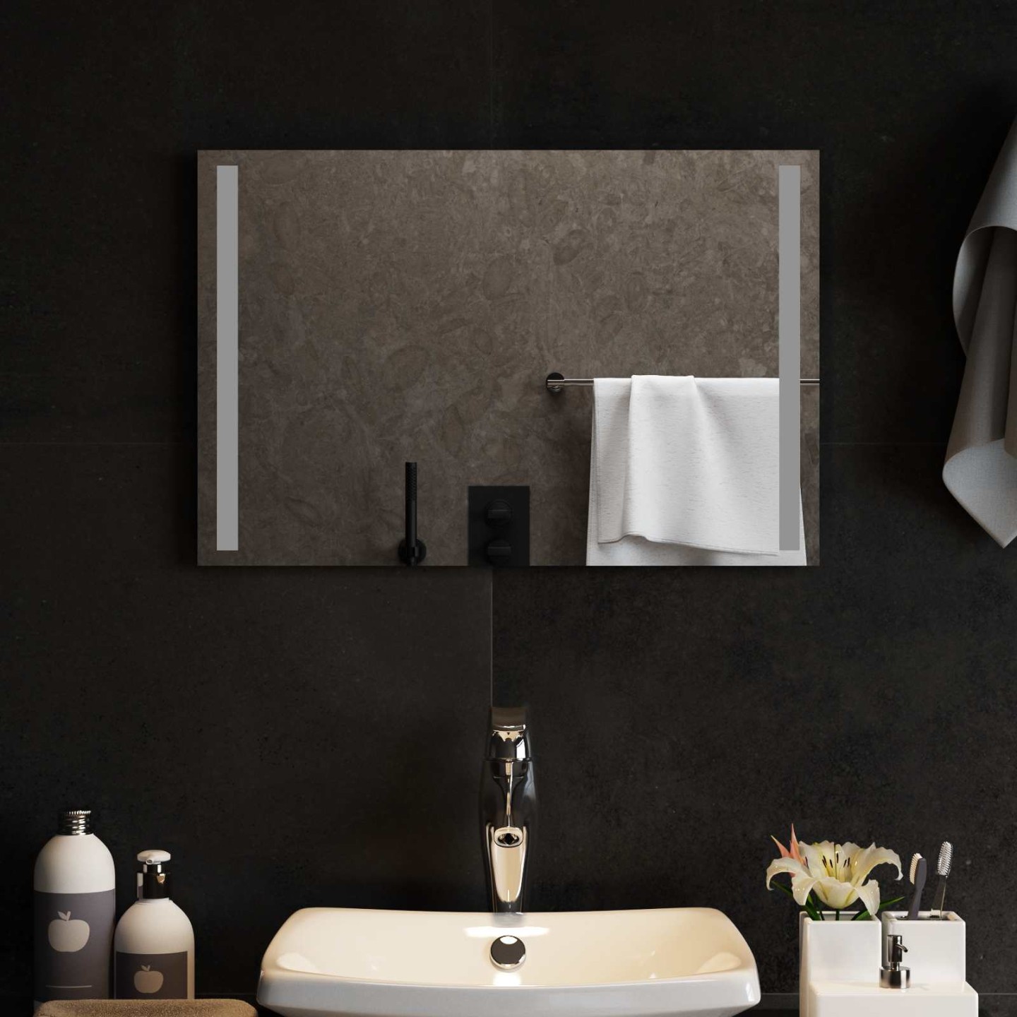 Miroir de salle de bain LED Transparent 60 x 40 cm verre trempé