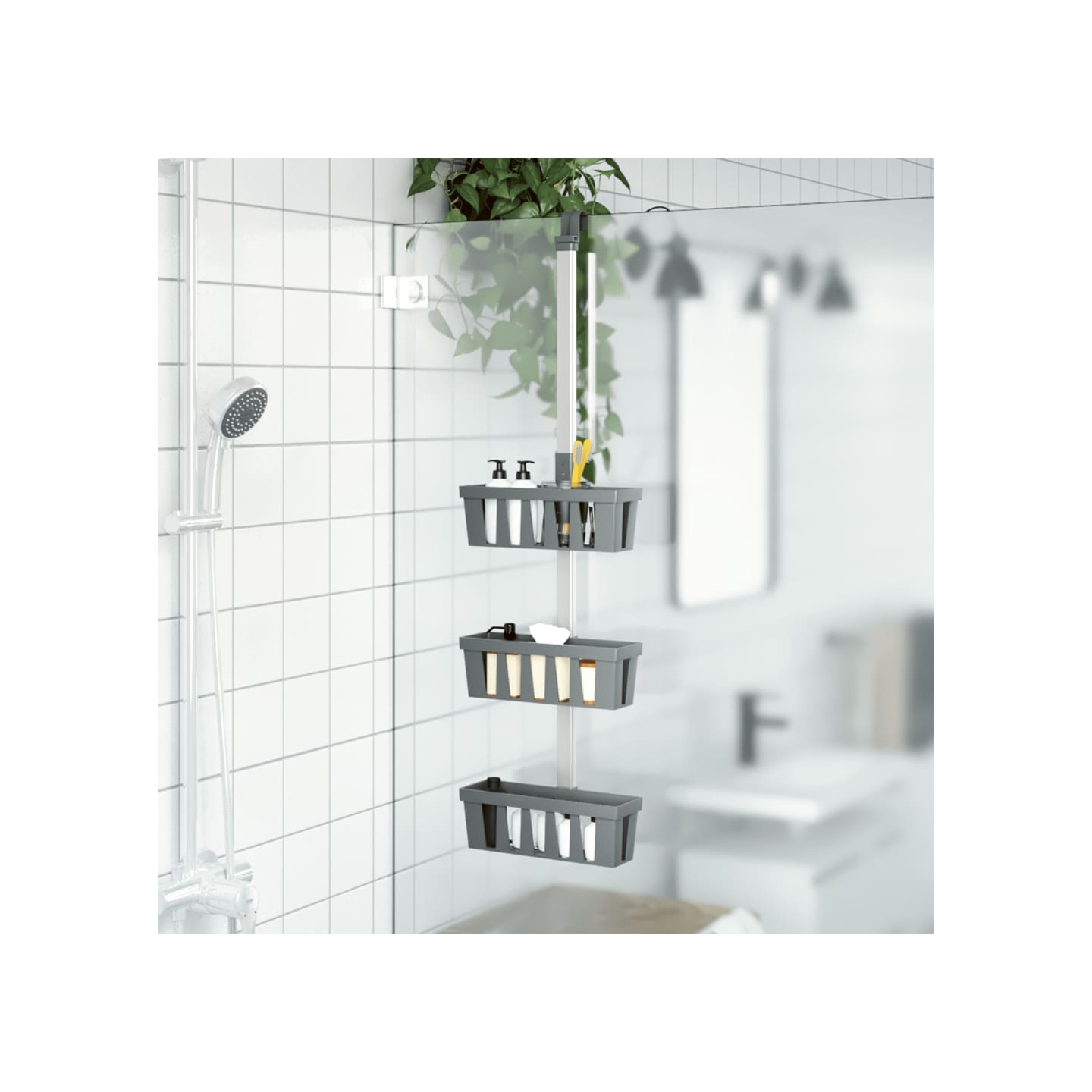 Étagère de douche suspendue 30x15x(67-105) cm aluminium