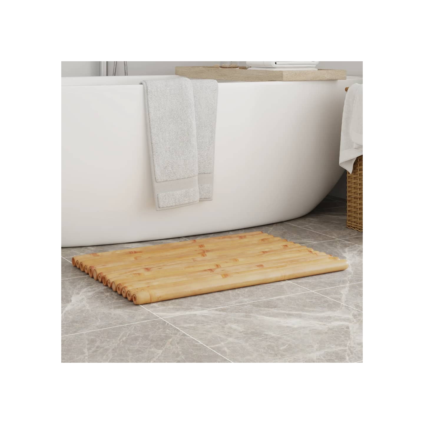 Tapis de bain 2 pcs 70x50 cm bambou