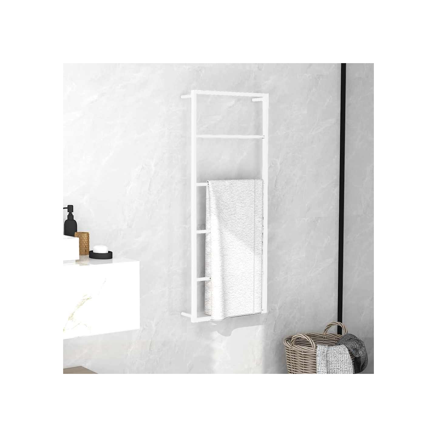 Porte-serviettes Blanc 45x10x115 cm Acier