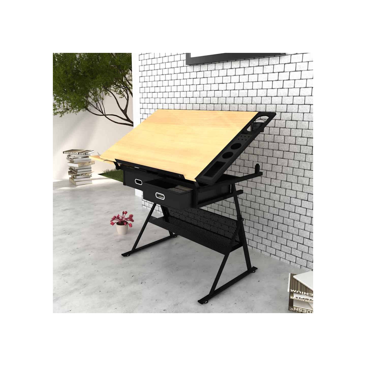 Table à dessin inclinable 2 tiroirs et tabouret