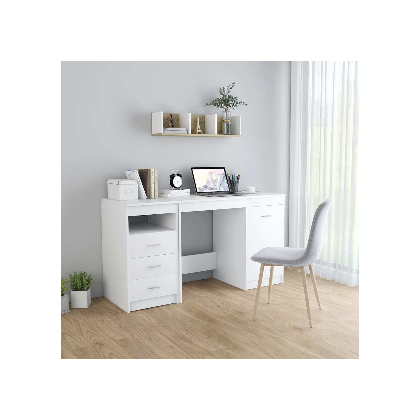 Bureau Blanc 140x50x76 cm Bois d’ingénierie
