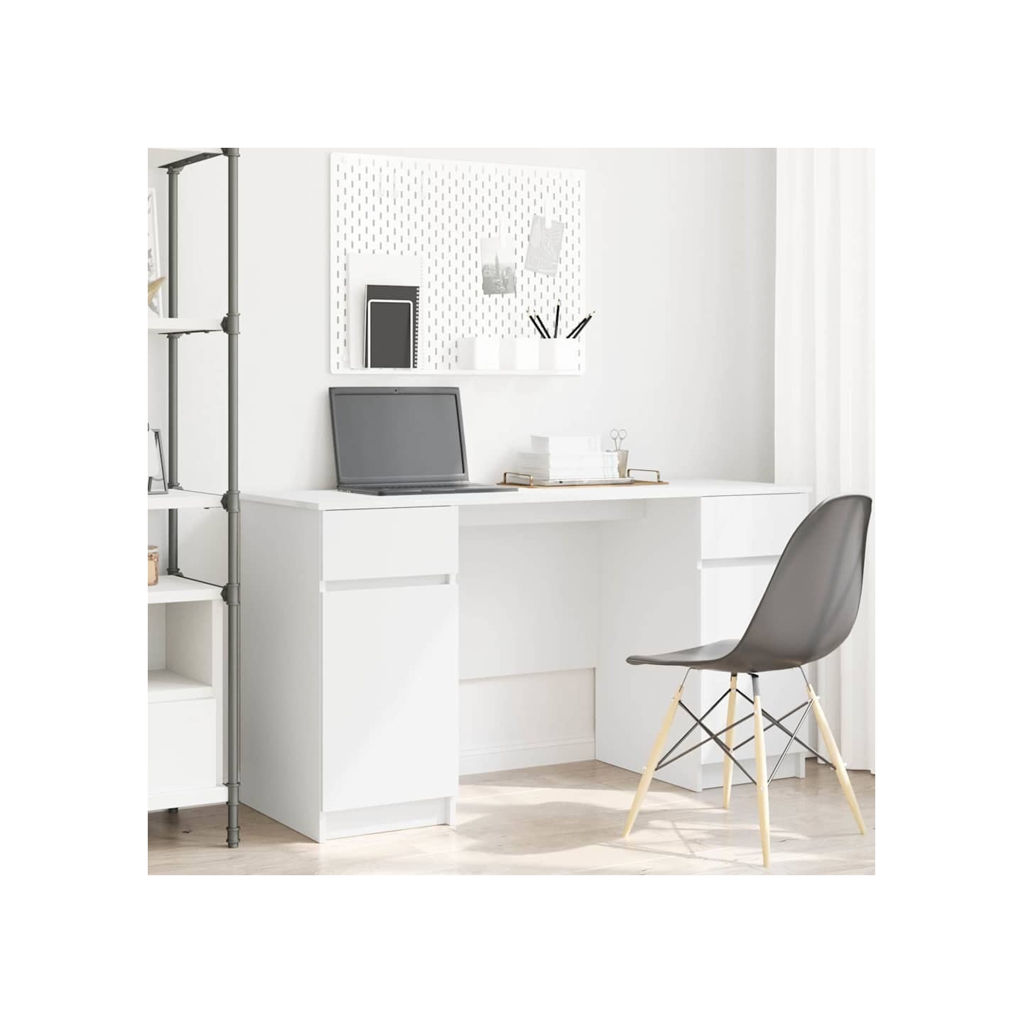 Bureau Blanc Bois d'ingénierie 140 x 49 x 76 cm