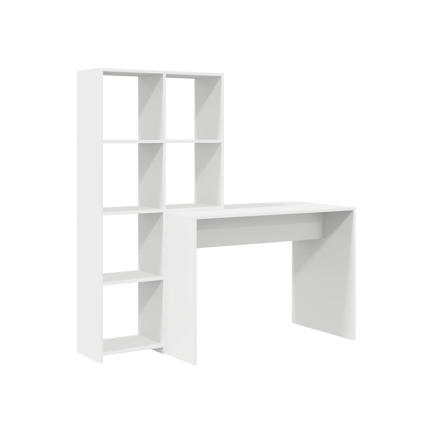 Bureau avec étagère Blanc 138,5 x 55 x 143 cm Bois d'ingénierie