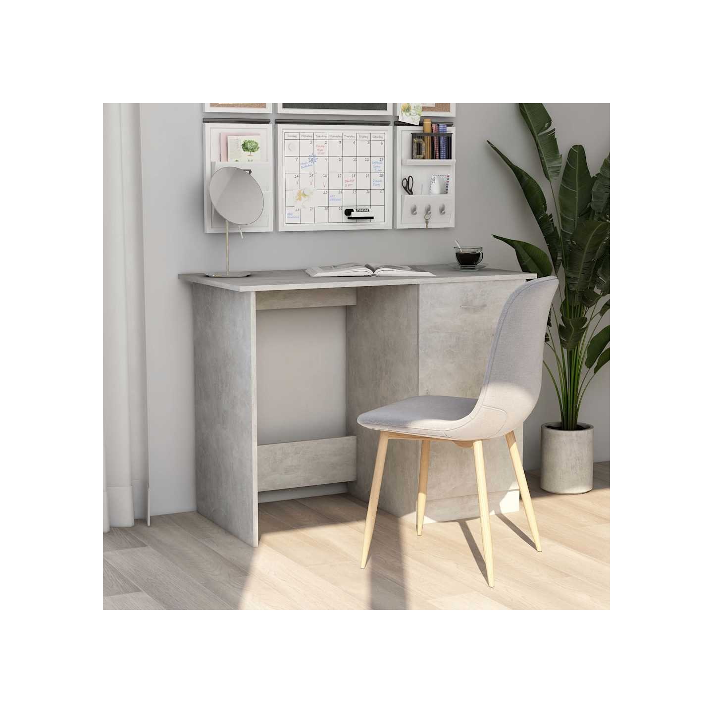 Bureau Gris béton 100x50x76 cm Bois d’ingénierie