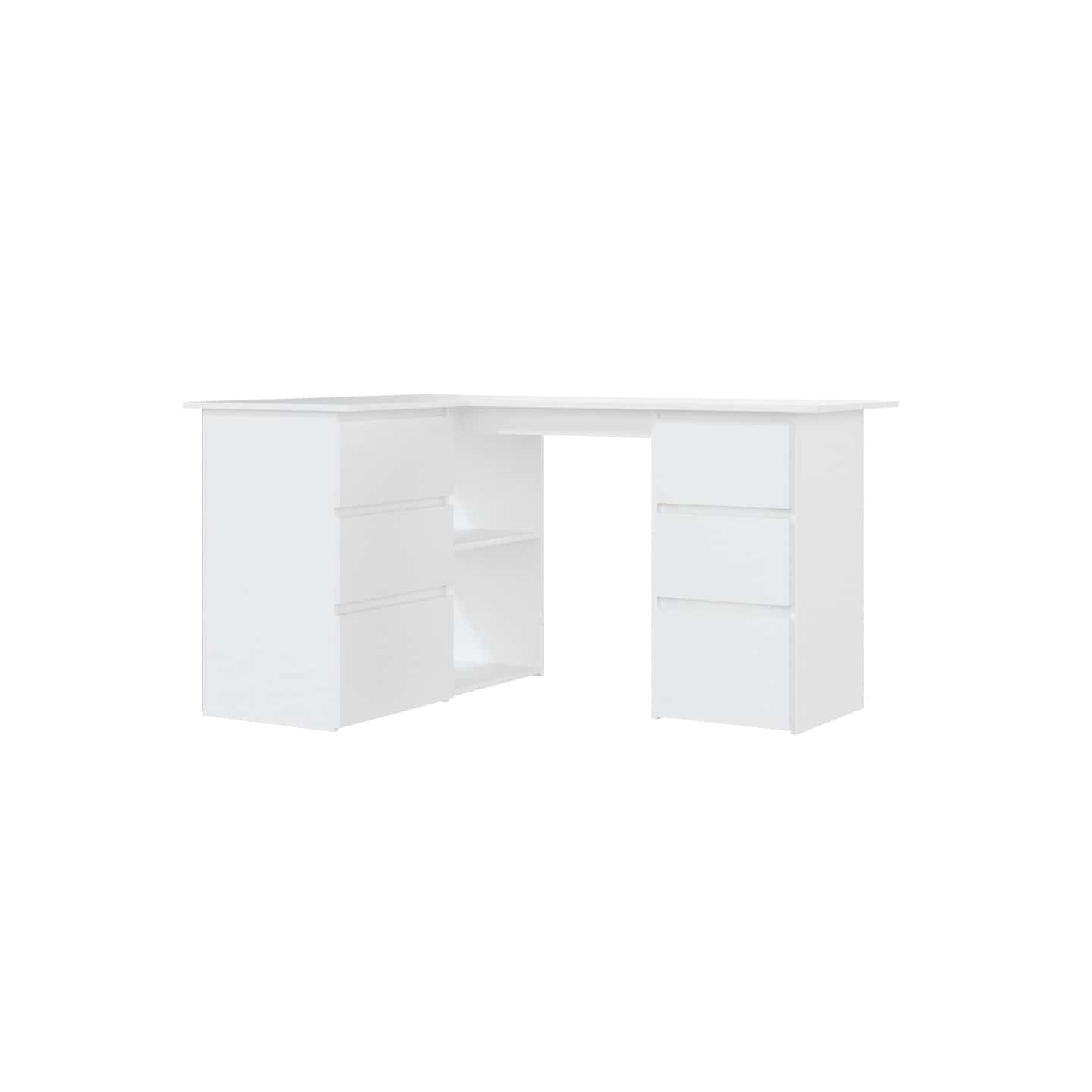 Bureau d'angle Blanc 145x100x76 cm Bois d'ingénierie