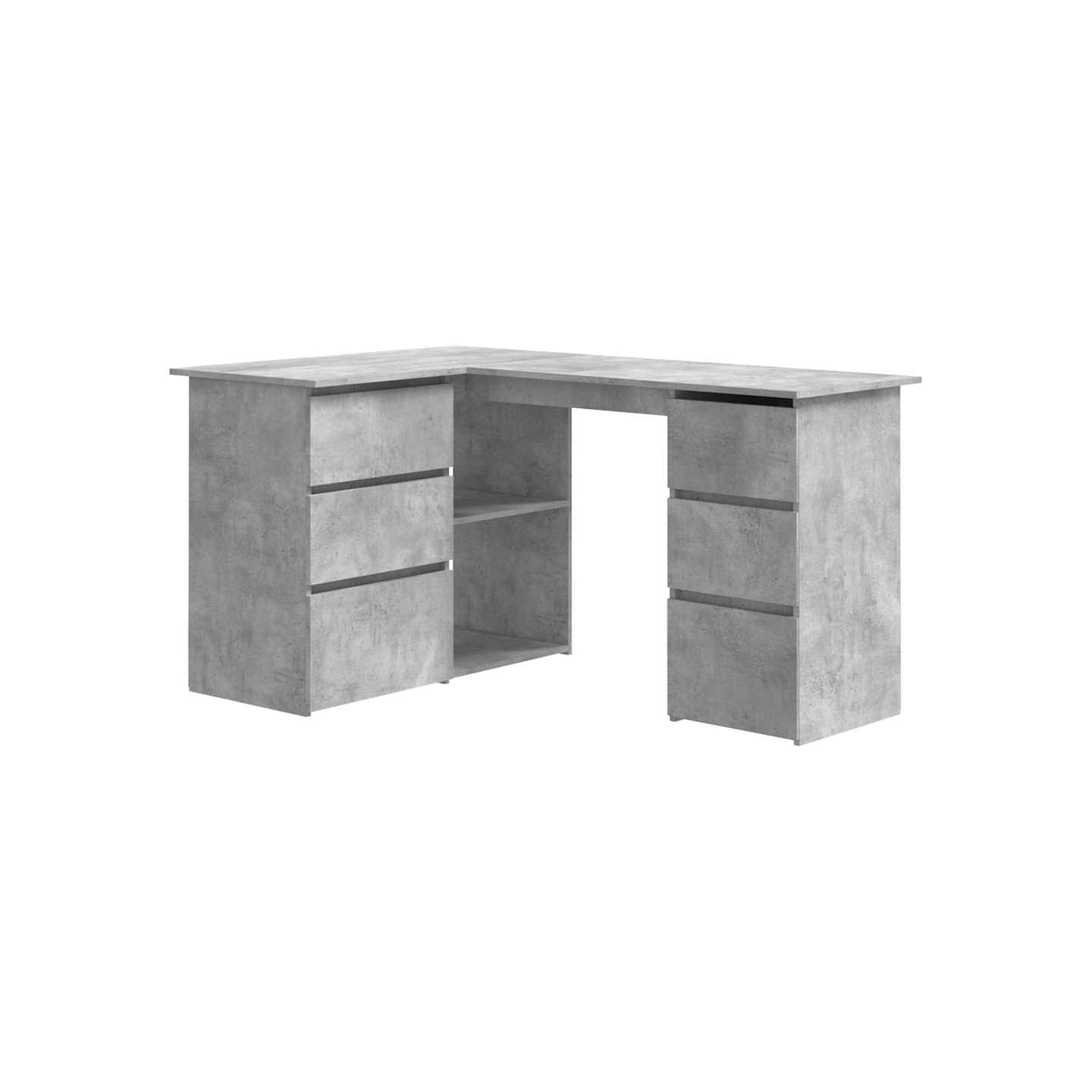 Bureau d'angle Gris béton 145x100x76 cm Bois d'ingénierie