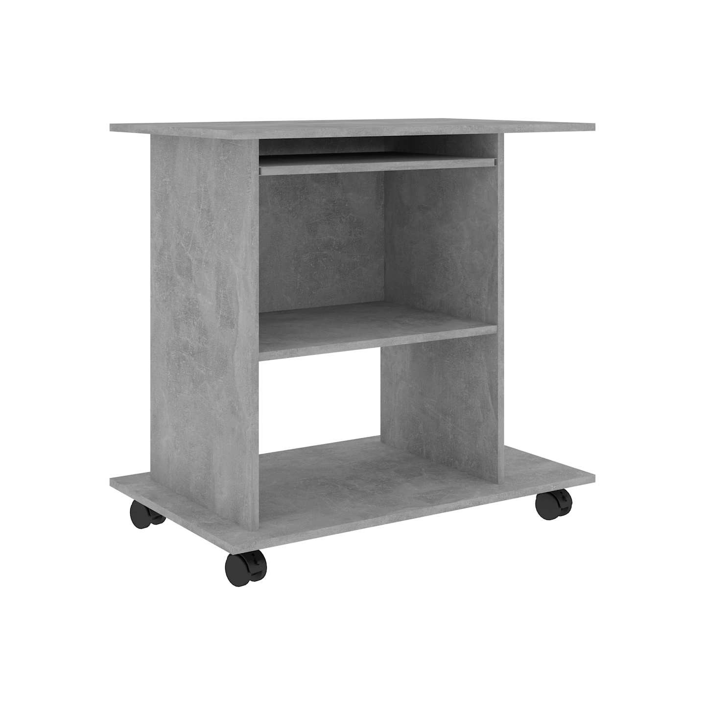 Bureau d'ordinateur Gris béton 80x50x75 cm Bois d'ingénierie