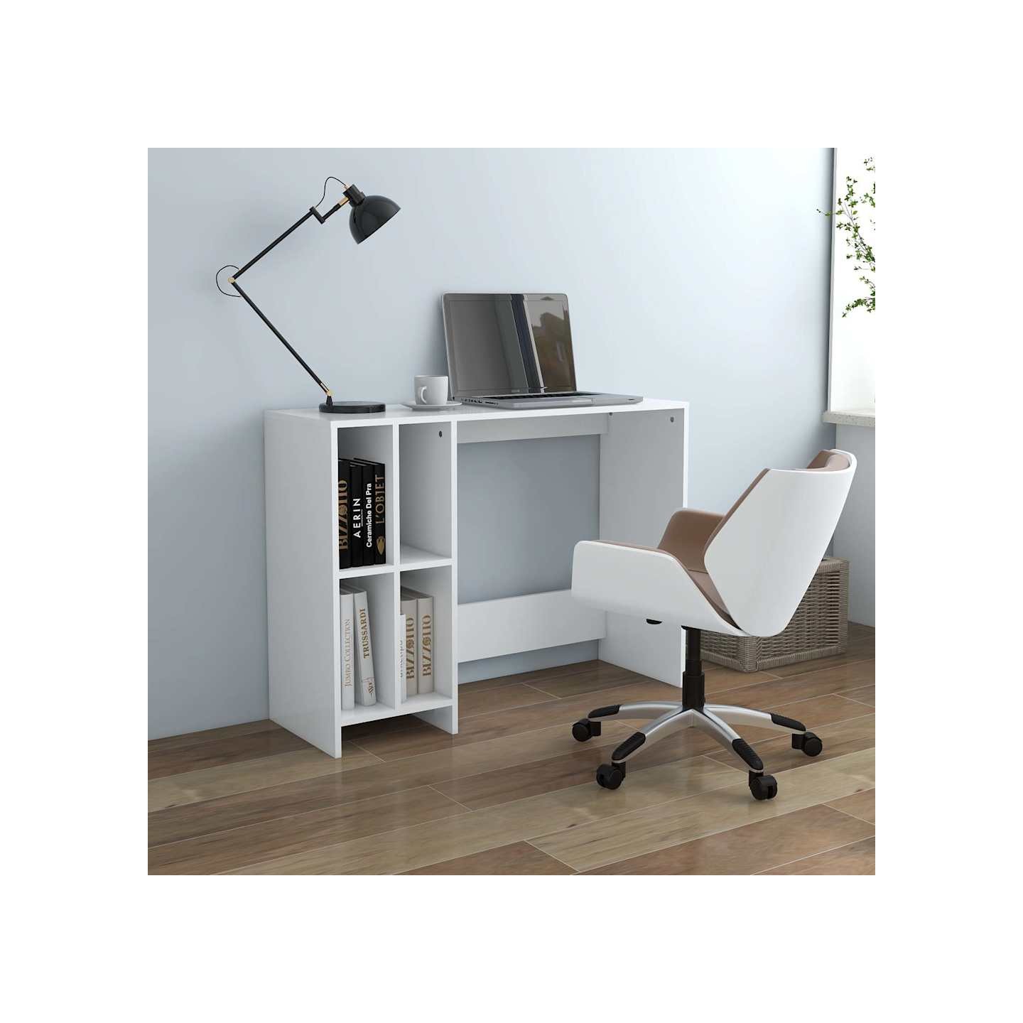 Bureau d'ordinateur portable blanc bois d'ingénierie