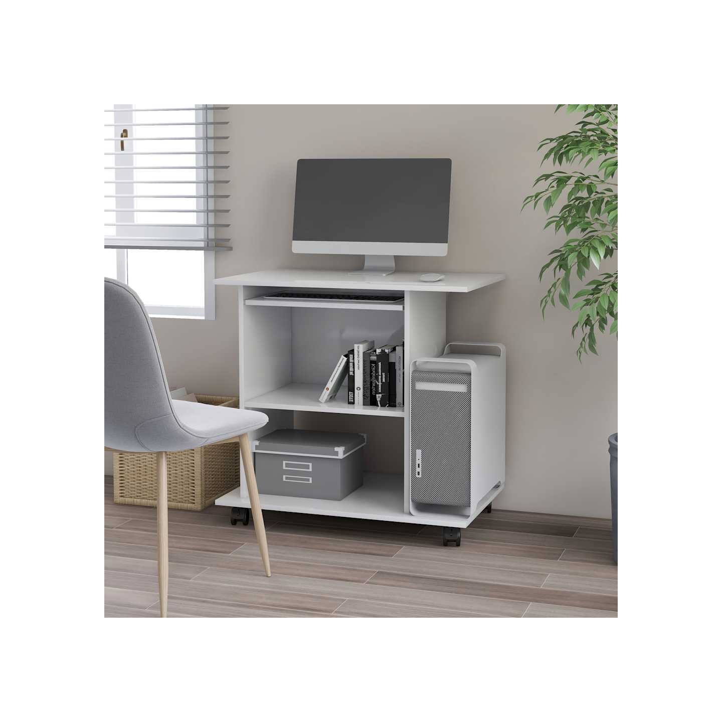 Bureau d'ordinateur Blanc 80x50x75 cm Bois d'ingénierie