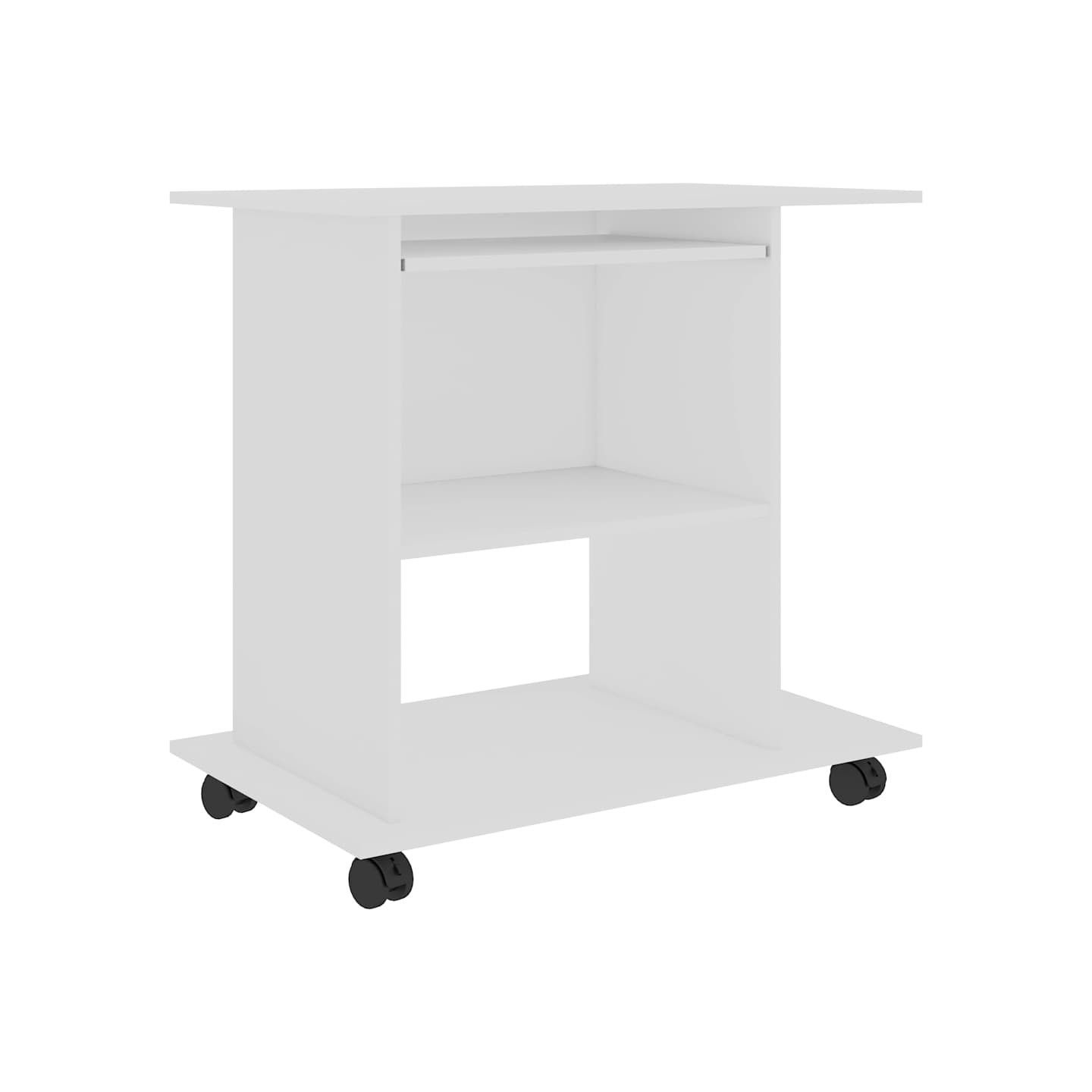 Bureau d'ordinateur Blanc 80x50x75 cm Bois d'ingénierie