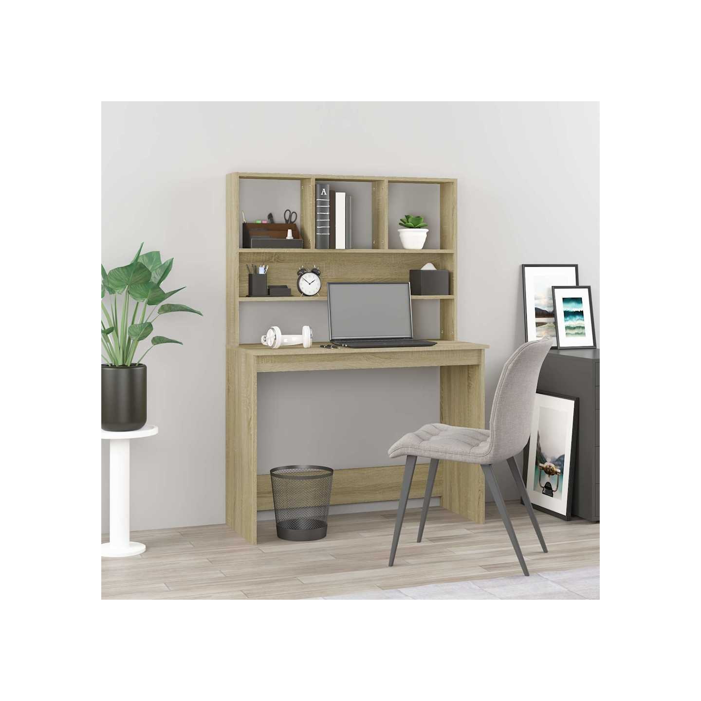 Bureau avec étagères Chêne sonoma 102x45x148 cm