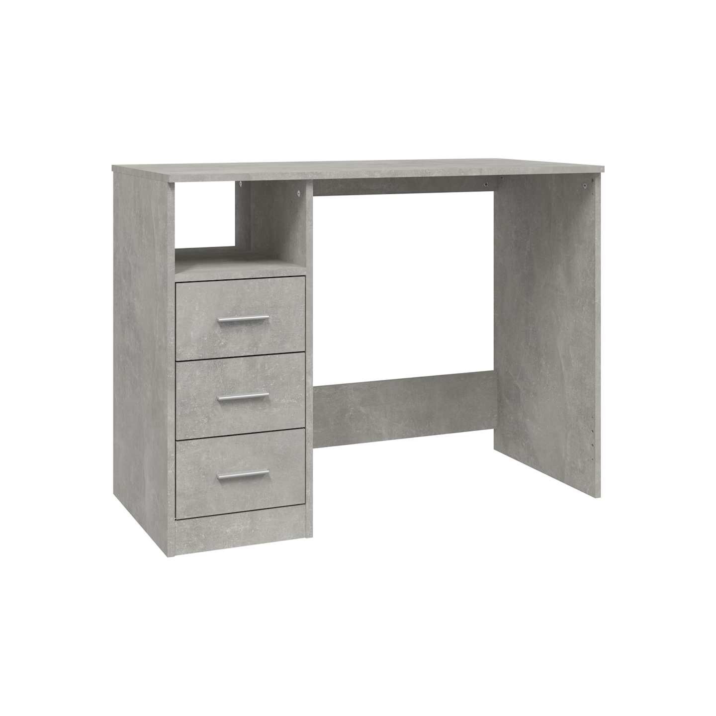 Bureau avec tiroirs Gris béton 102x50x76 cm Bois d'ingénierie