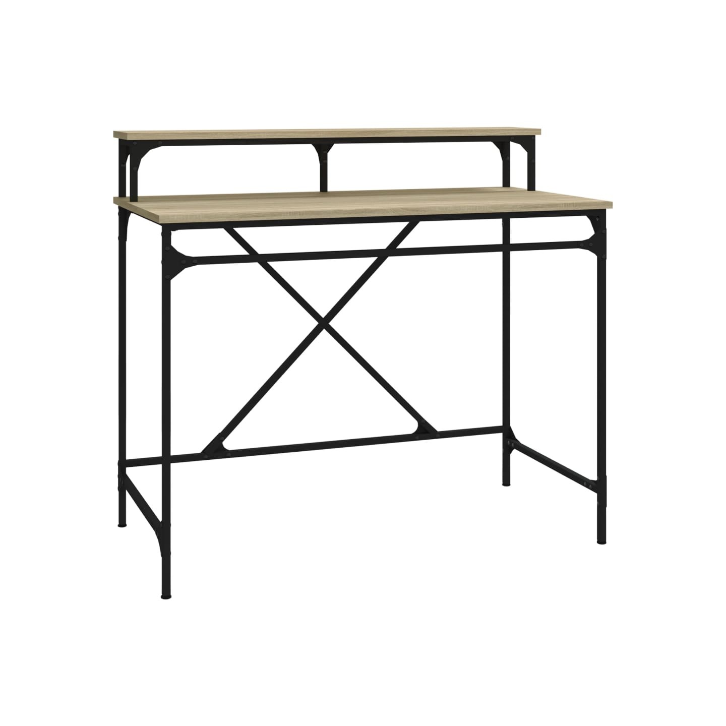 Bureau chêne sonoma 100x50x90 cm bois d'ingénierie et fer