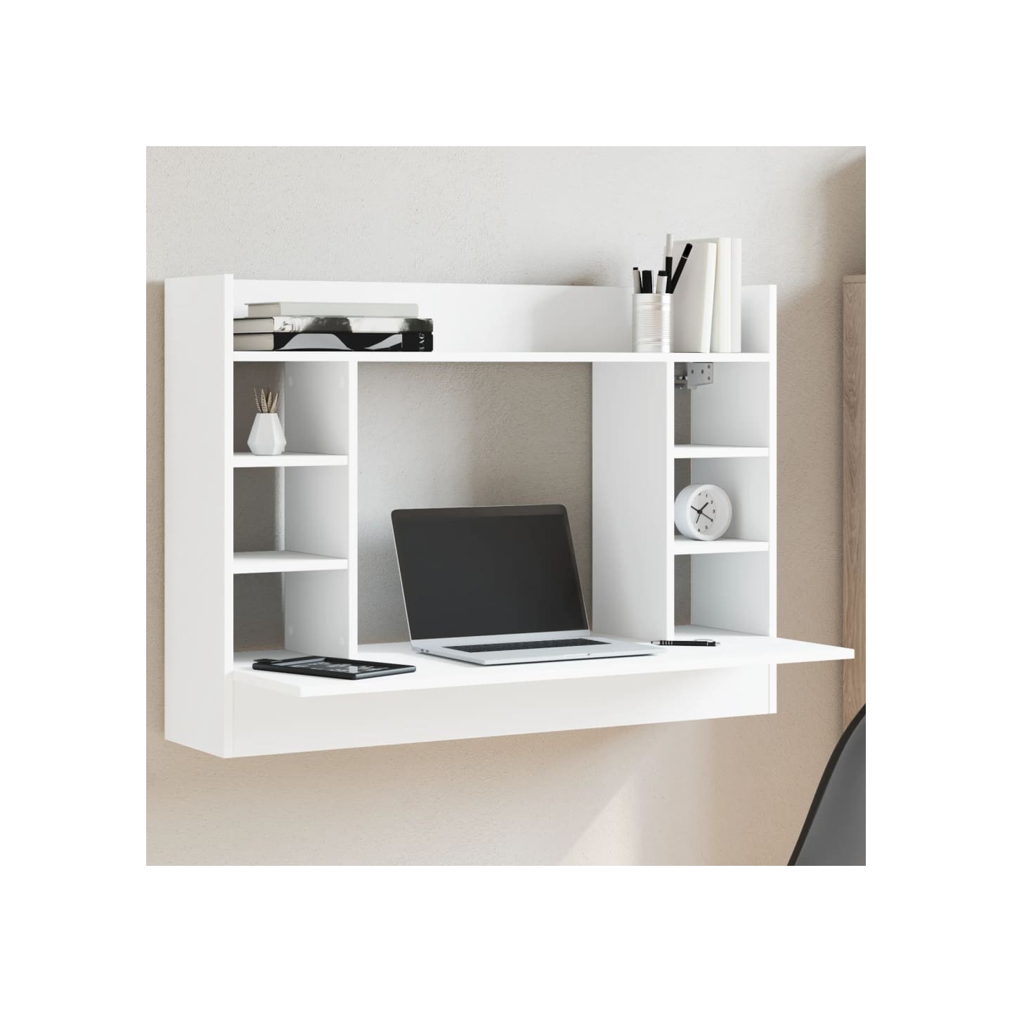 Bureau mural blanc 105x48x75 cm bois d'ingénierie