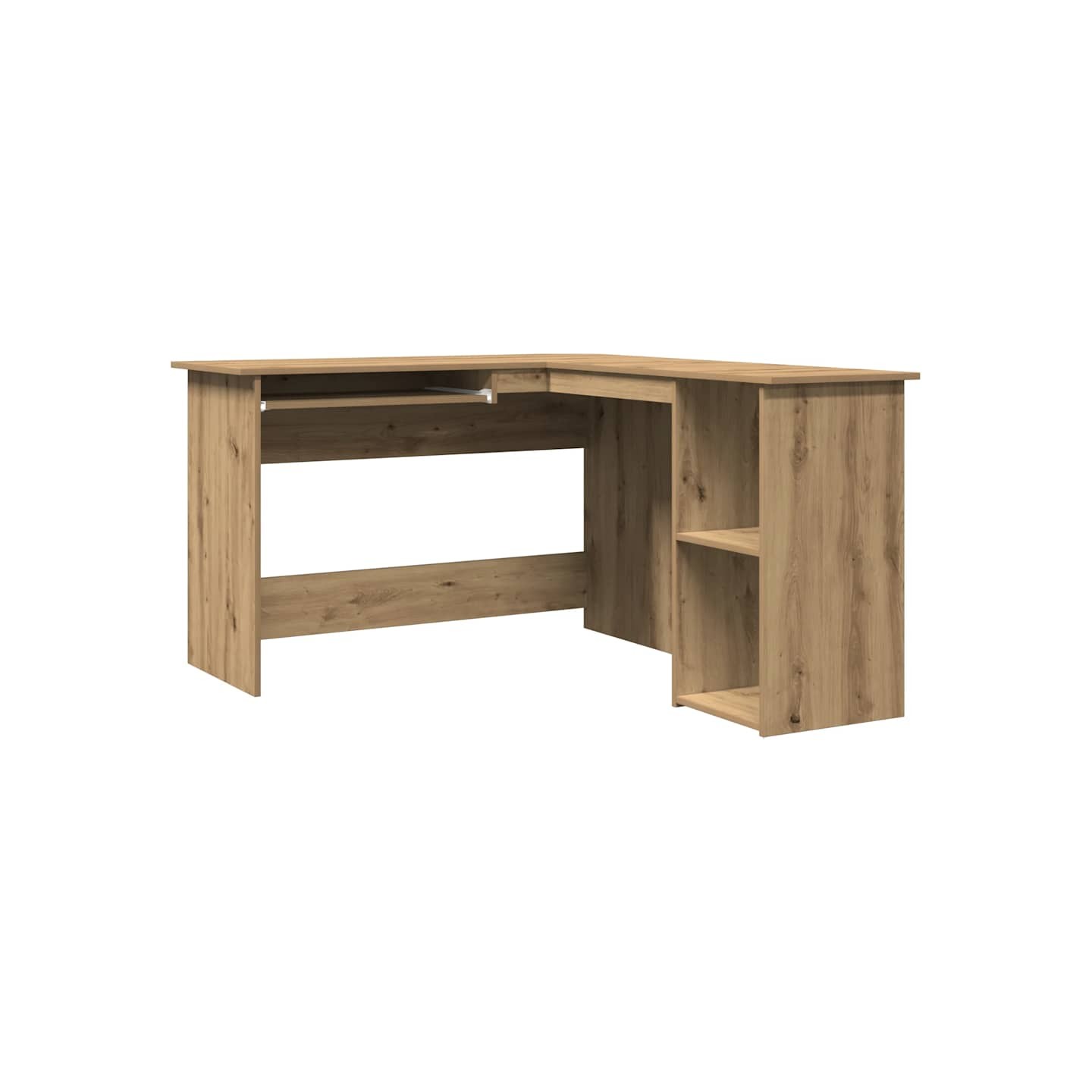 Bureau d'angle chêne artisanal 120x140x75 cm bois d'ingénierie