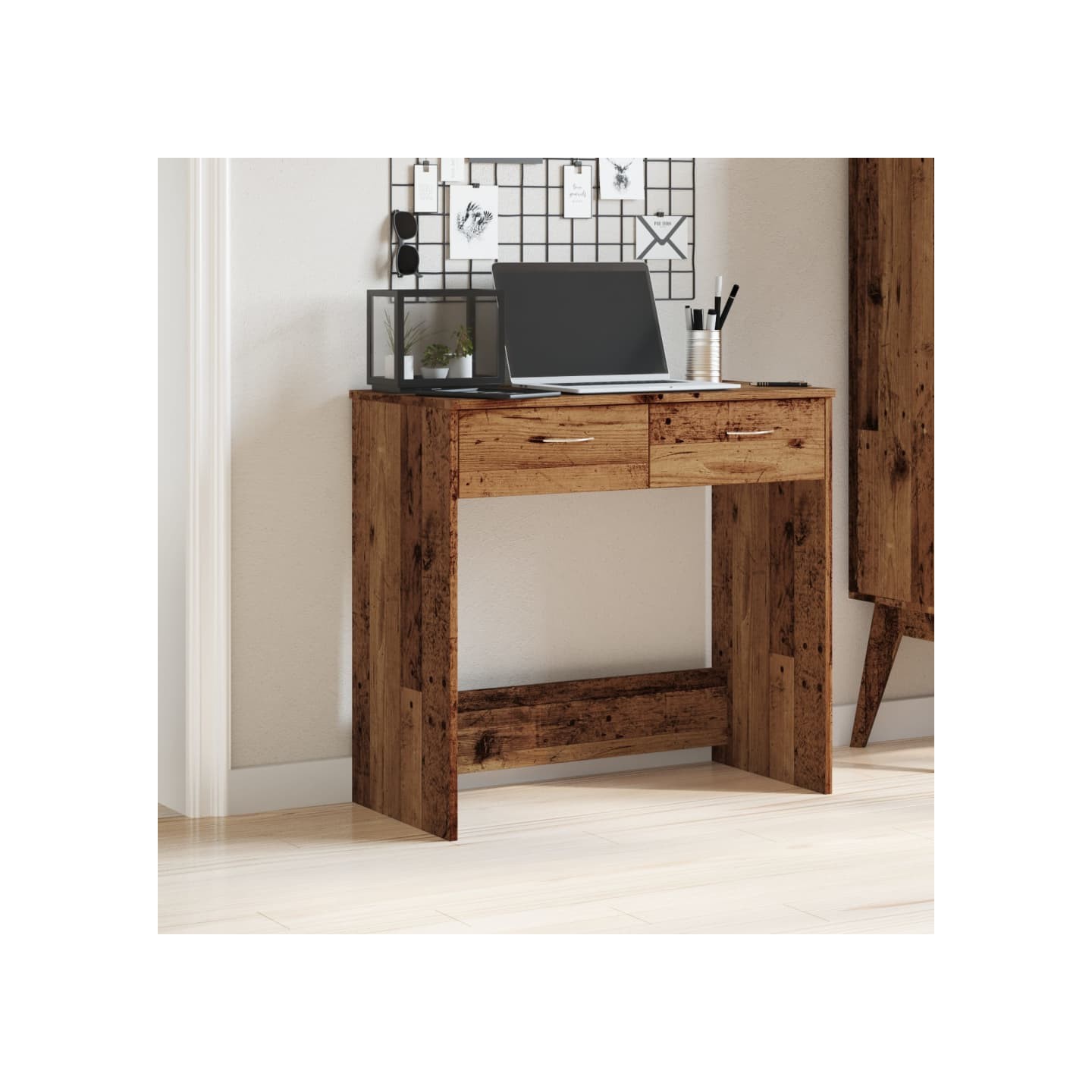 Bureau style vieux bois 80x40x75 cm bois d'ingénierie