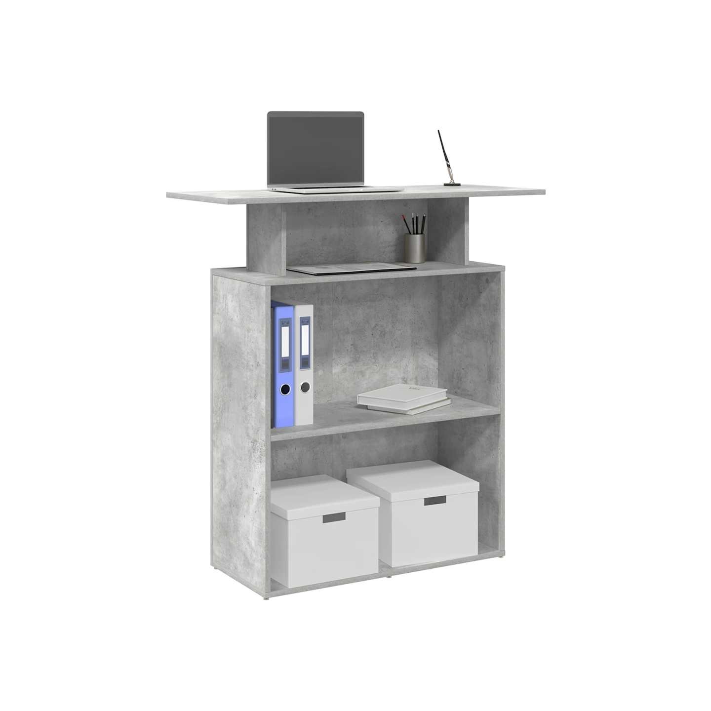 Bureau de réception gris béton 100x40x104 bois d'ingénierie