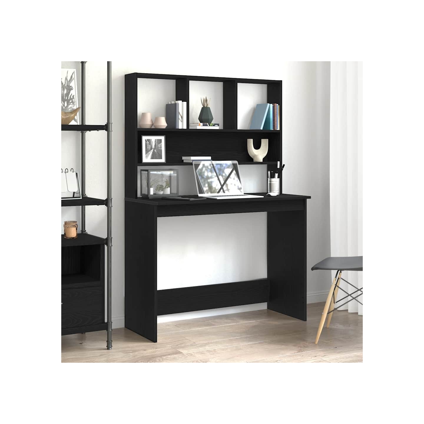 Bureau avec étagères en chêne noir 102x45x148 cm