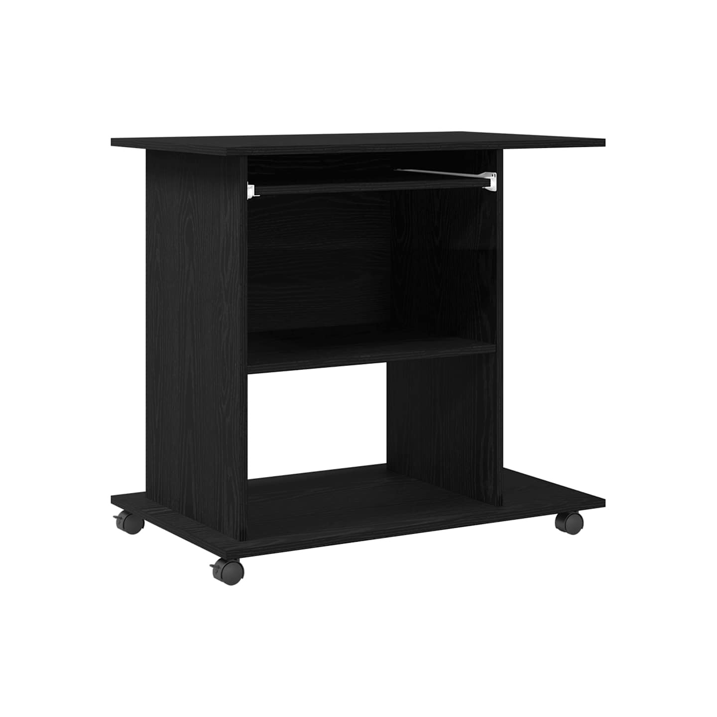 Bureau d'ordinateur en chêne noir 80x50x75 cm bois d'ingénierie