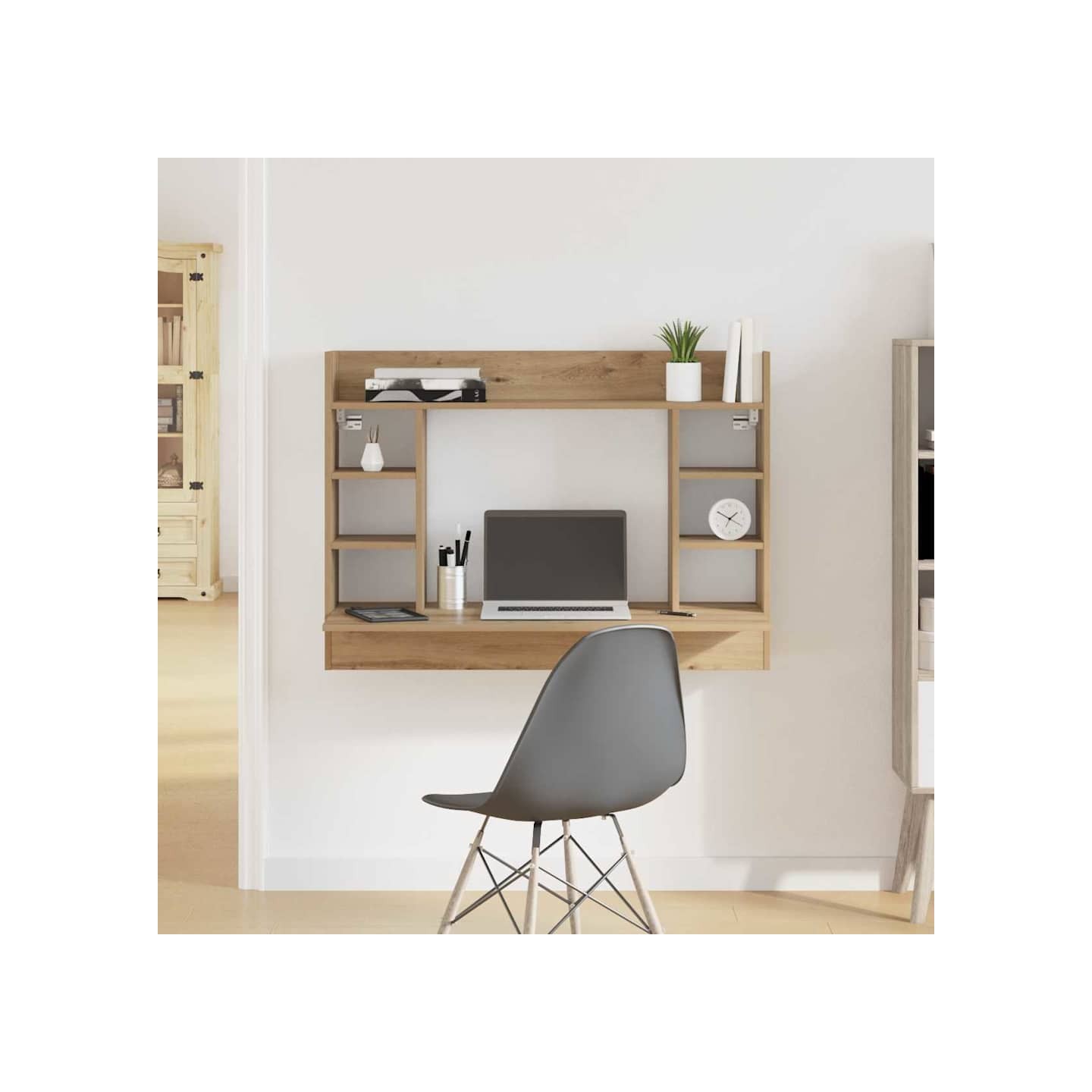Bureau mural chêne artisanal 105 x 48 x 75 cm Bois d'ingénierie