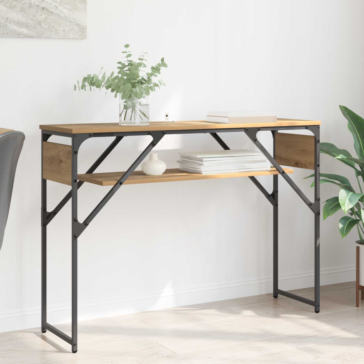 TableConsole Chêne artisanal Bois d'ingénierie 105x30x75cm